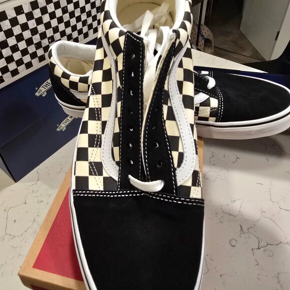 VANS Old Skool Primary Check Black White Checkerboard Men's Sz 10.5 VN0A38G1P0S - Picture 2 of 14